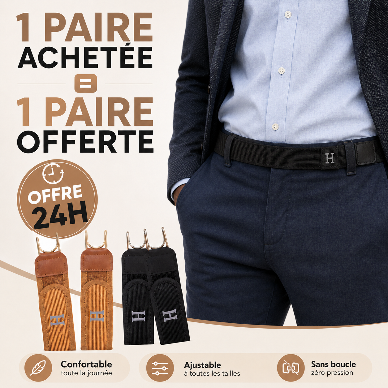 H-Belt™ – La ceinture sans boucle, confortable et ajustable II