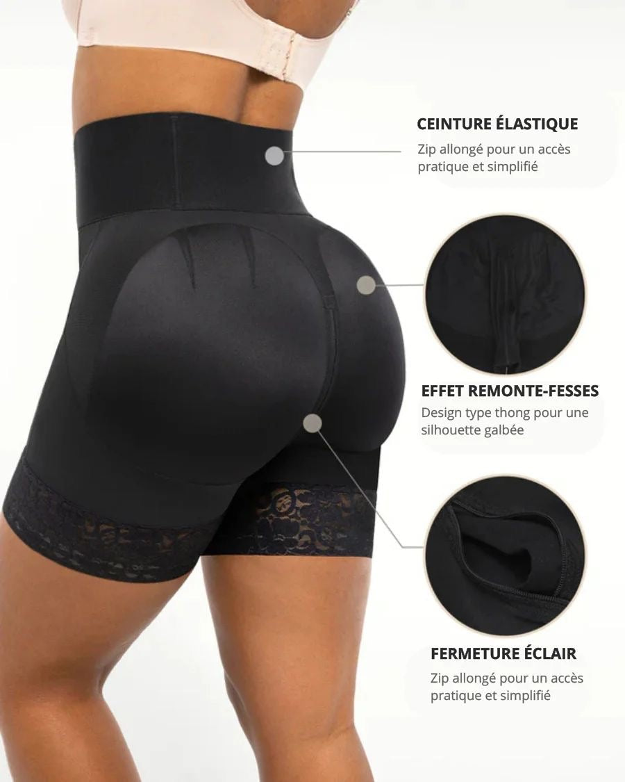 SHORT BBL - Gaine Ventre Plat Taille Haute Remonte Fessier (avec ouverture en dessous)