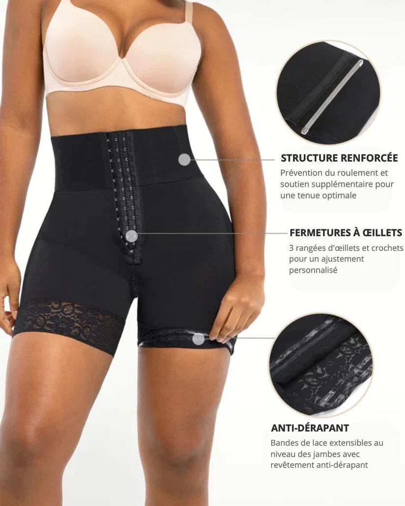 SHORT BBL - Gaine Ventre Plat Taille Haute Remonte Fessier (avec ouverture en dessous)